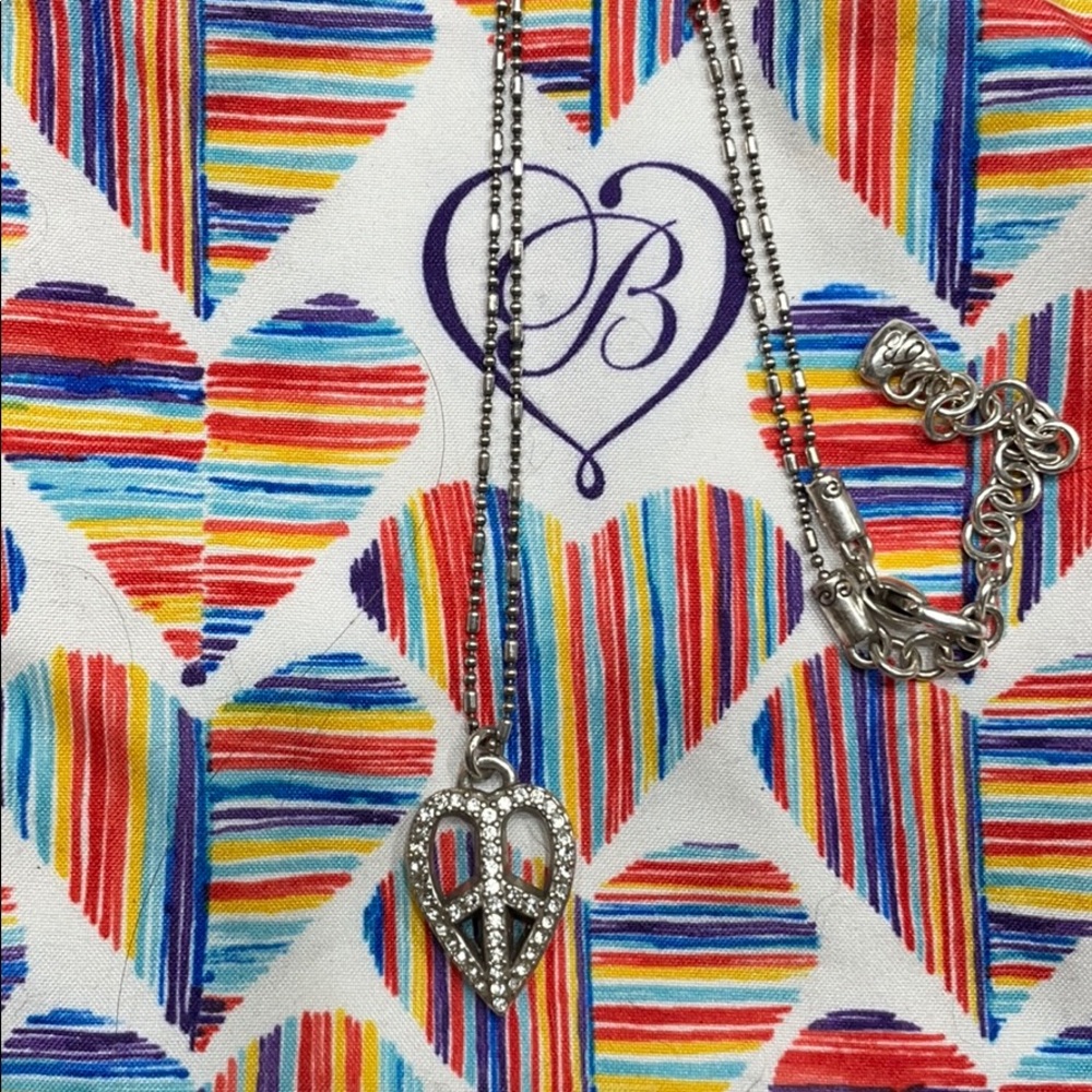 COPY - Brighton PEACE Heart Crystal Necklace Silver